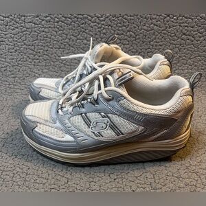 Sketchers Shape Ups Walking Weight Shoes Womens Size 9 White And Gray